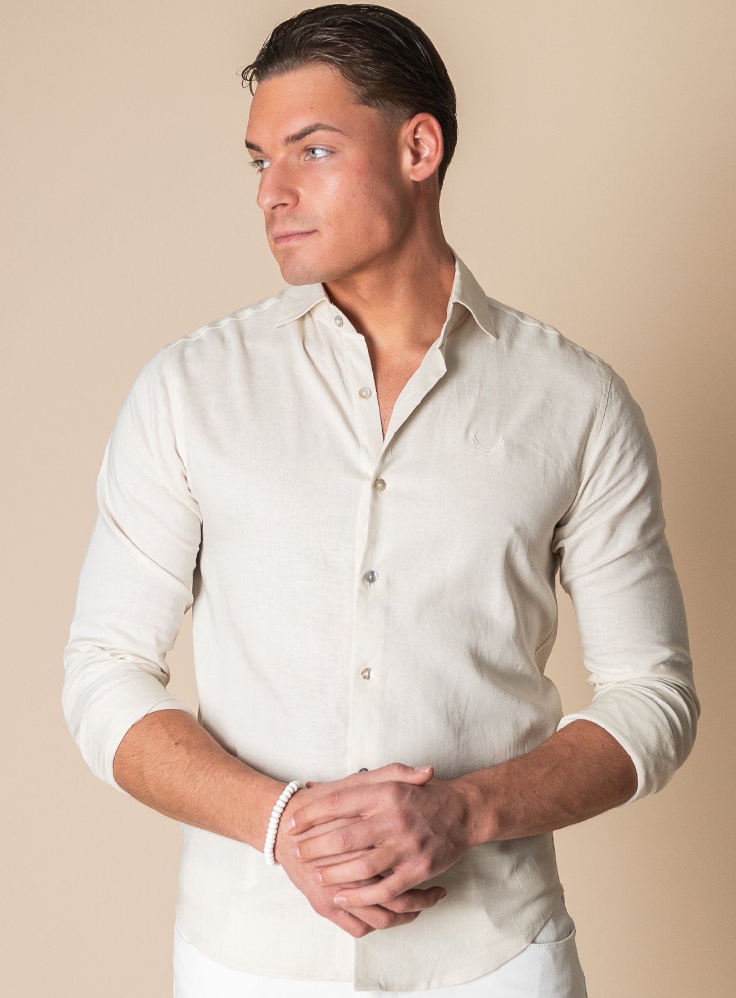Zumo Slim Fit Shirts BROS-LINEN Sugar