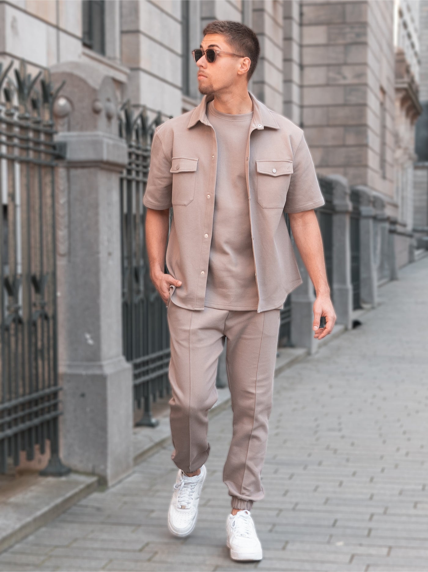 Heavyweight Pique Twinset | Truffle
