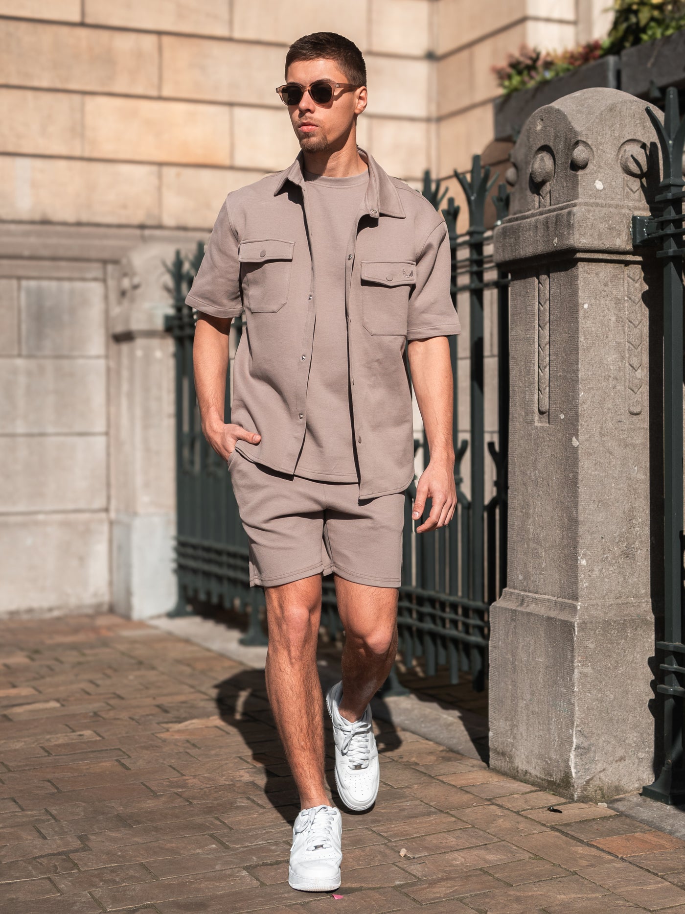 Heavyweight Pique Twinset | Truffle