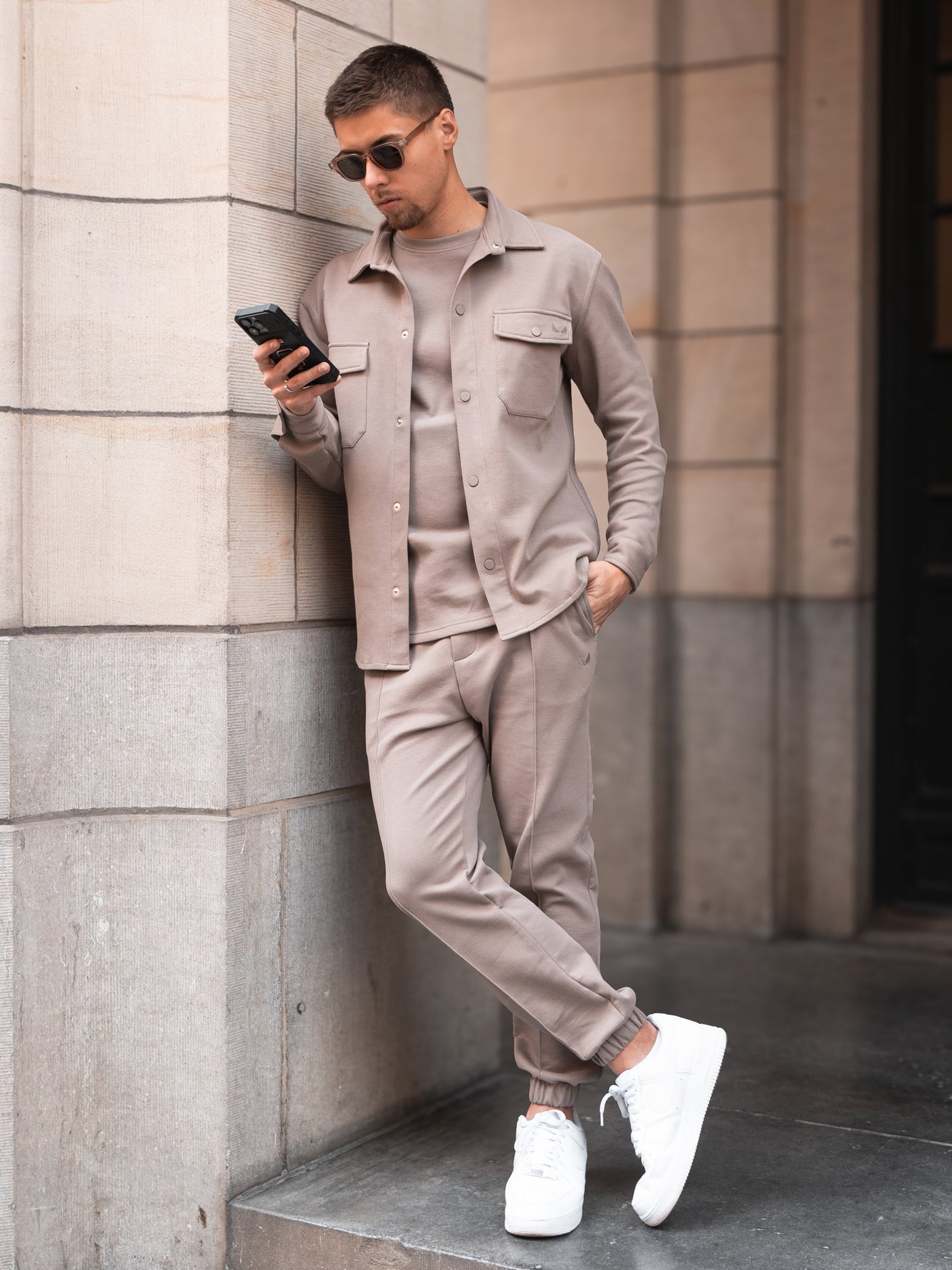 Heavyweight Pique Twinset | Truffle