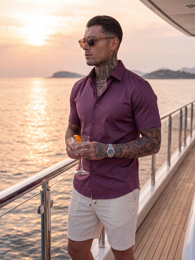 Sunset Riviera Mulberry & Linen Look