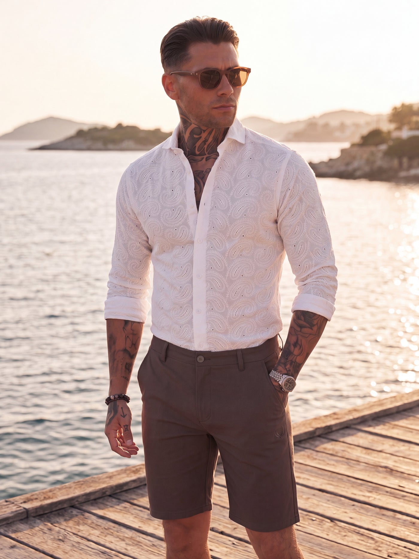 Sunset Broderie & Tailored Truffle Contrast