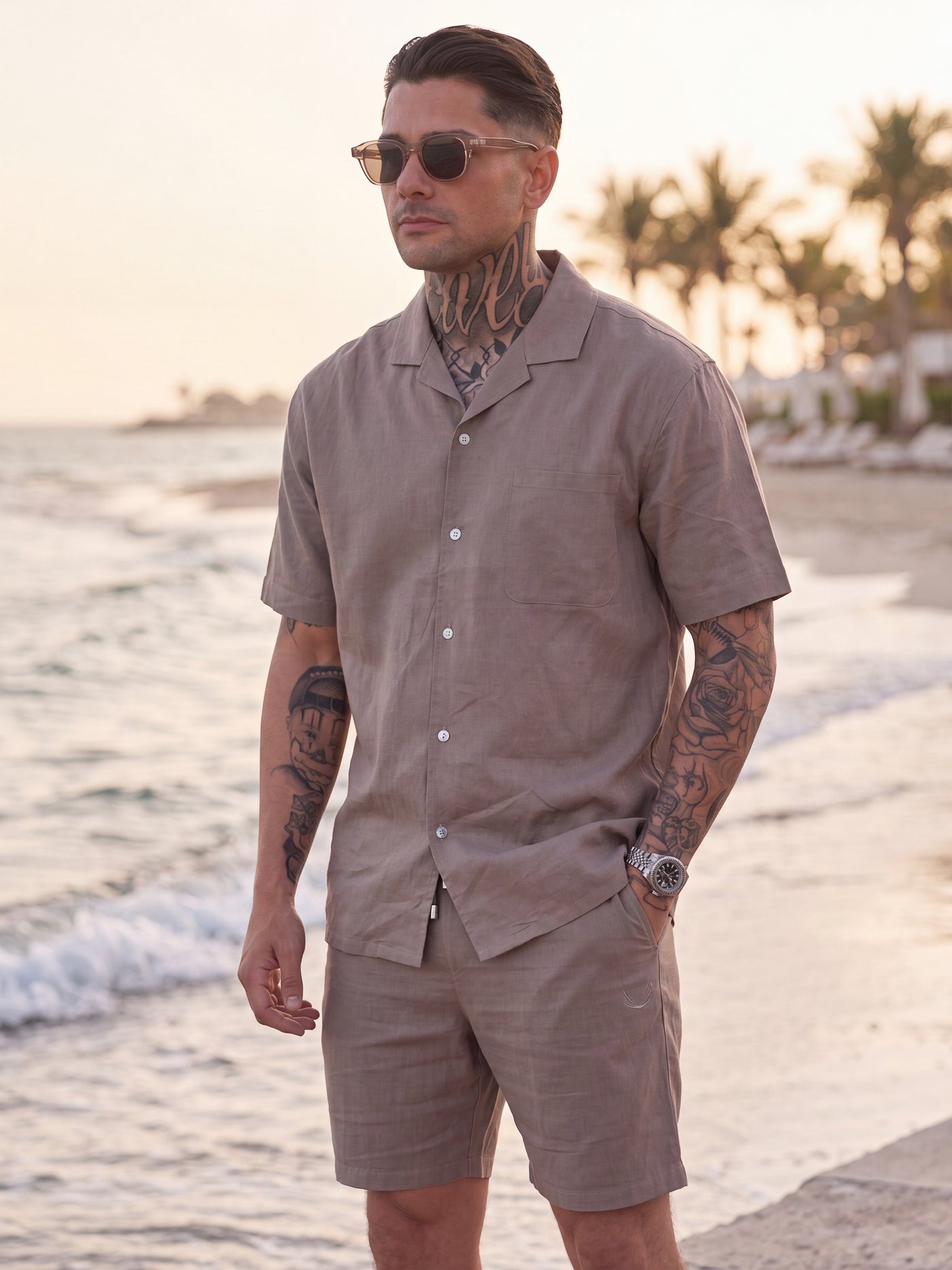 Sunkissed Truffle Linen Resort Set